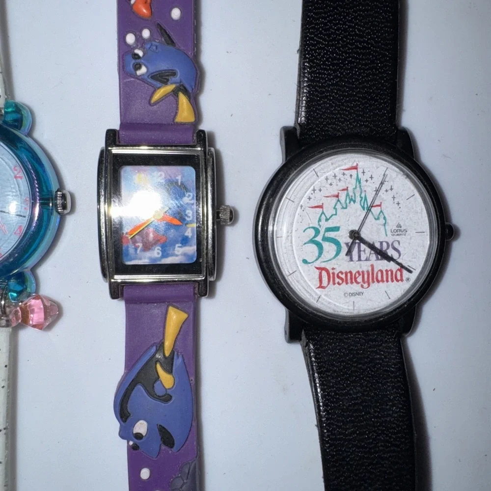 Lot Of 3 Vtg Disney Watches Nemo Belle 35 Years Disneyland Need Batteries